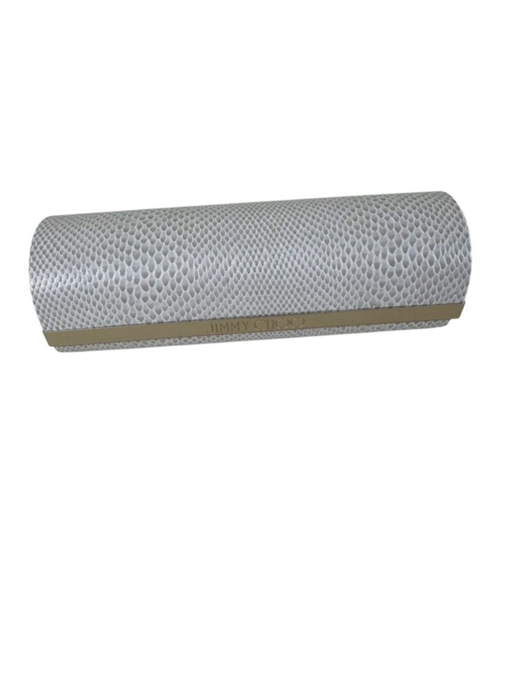 Jimmy Choo White Faux Snakeskin Magnetic Closure Hard Side Eyeglass Case